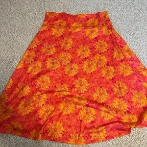 Bright Orange & Yellow Floral Lularoe A-Line Women's Azure Skirt